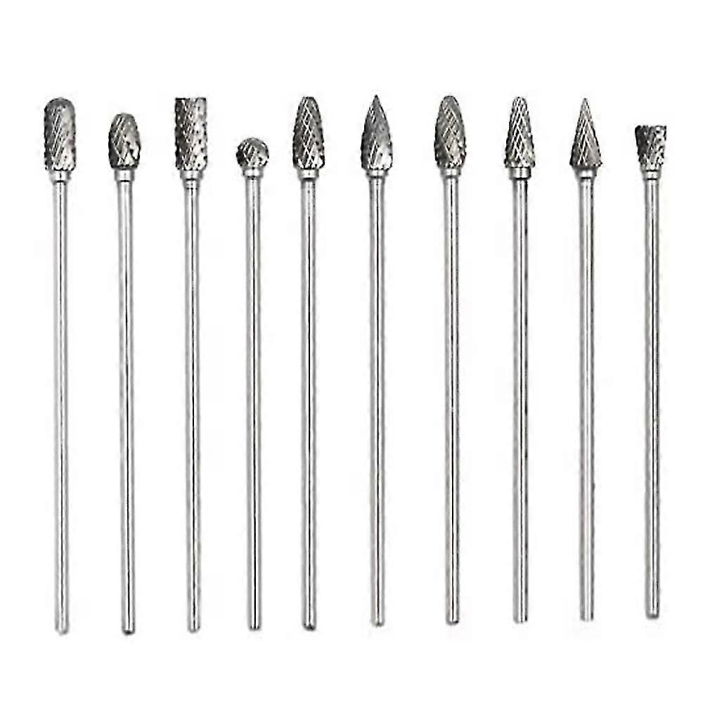 10pc 4 pouces de long double coupe tungstène carbure solide bavures rotatives ensemble 1/8 pouce (3mm) Shank Twist Drill (haoyi