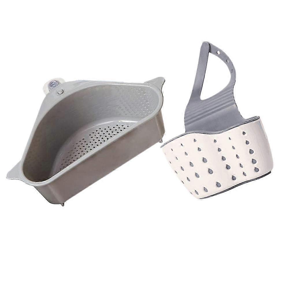 Sink Strainers Basket, Triangular Drain Shelf Storage Holder With Suction Cup For Support Corner Rac