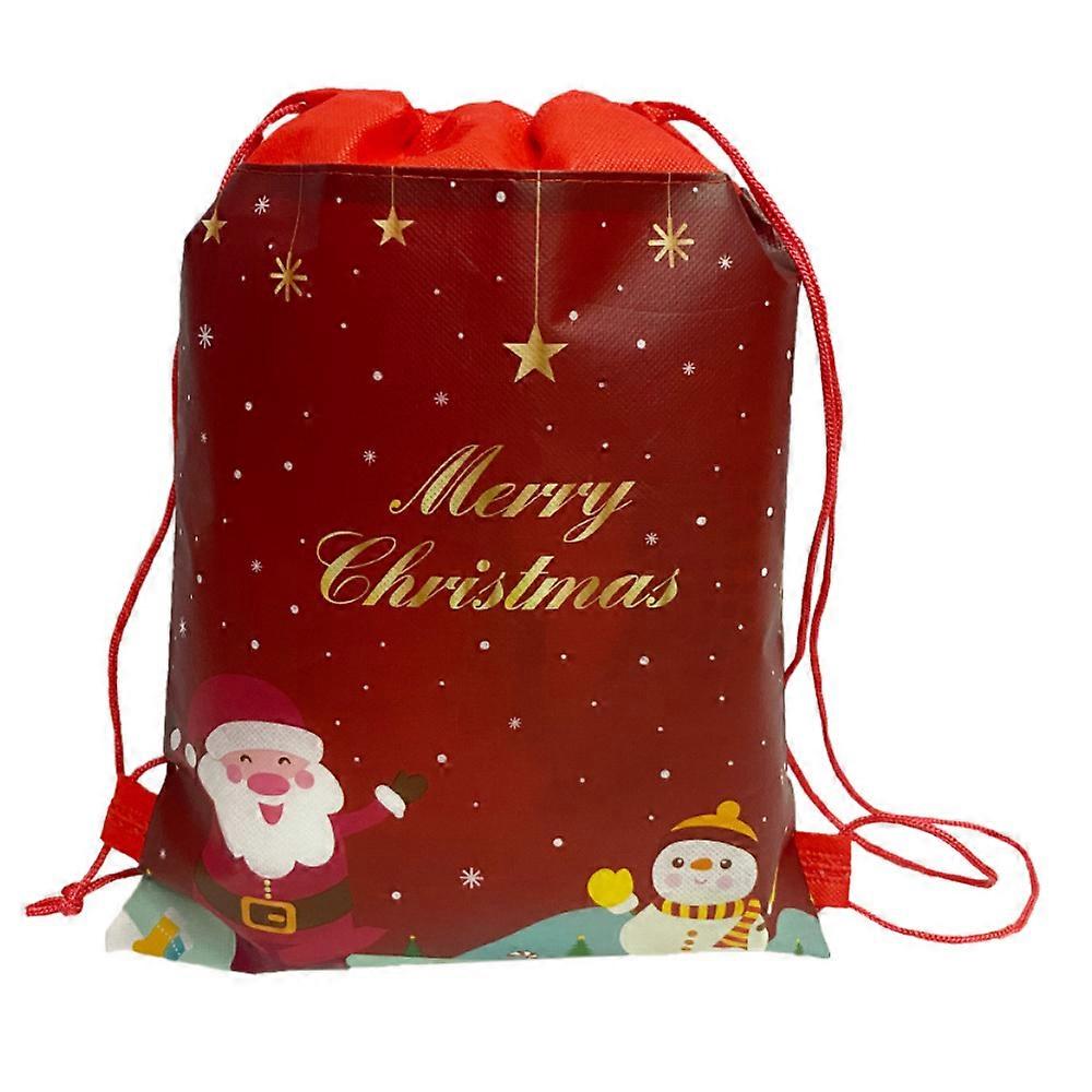 Christmas Santa Claus Drawstring Gift Storage String Bag Xmas Goodies Wrapping Bag
