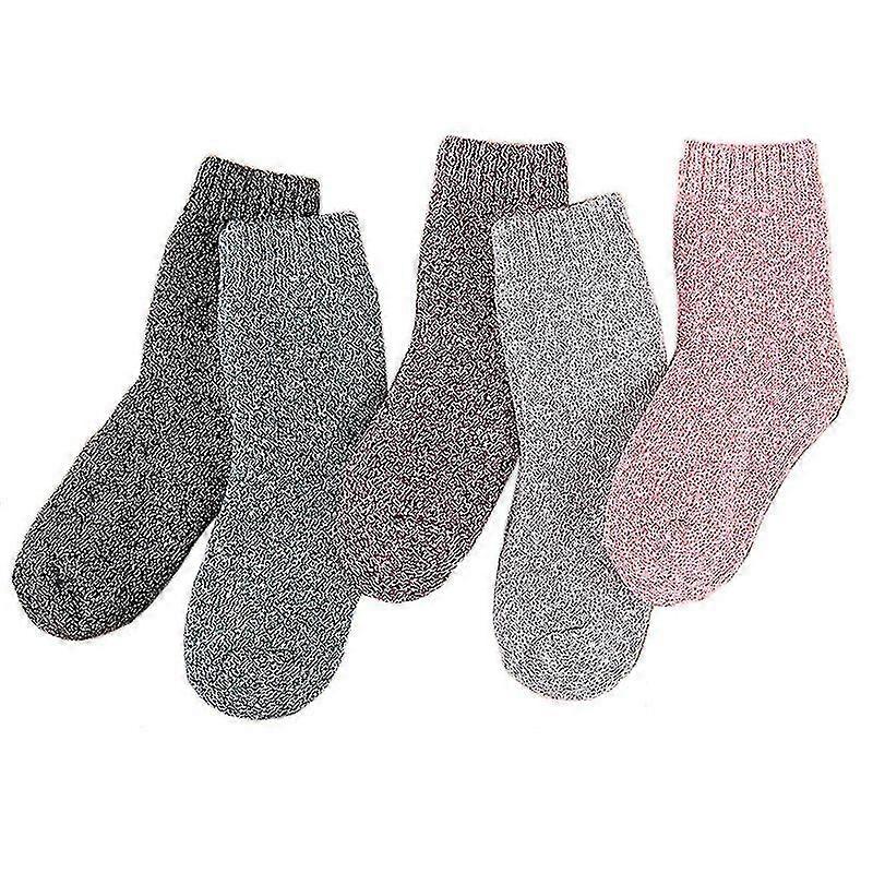 5 Pairs Womens Socks, Wool Socks,thermal Warm Knitting Ladies Socks For Winter