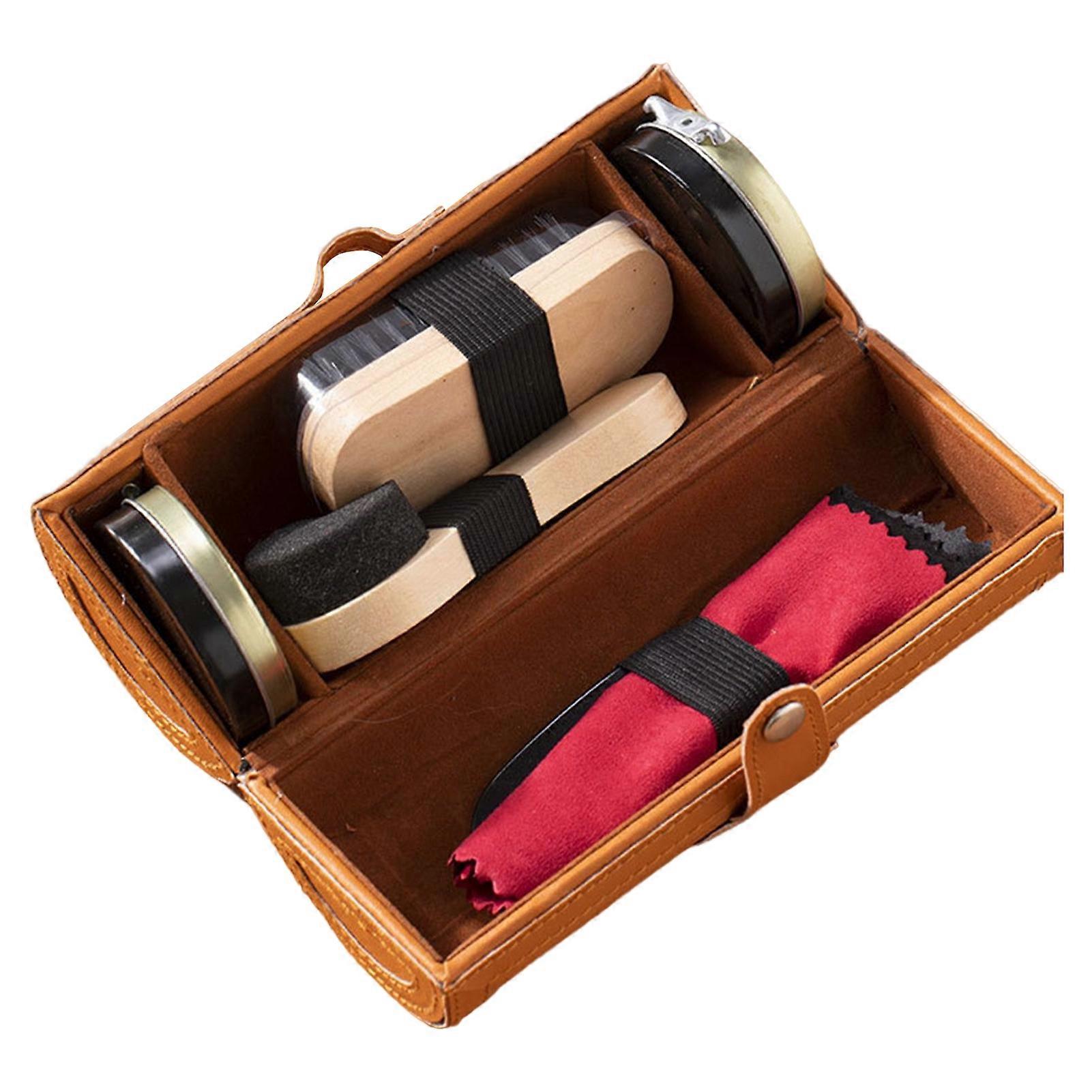 1 Set Shoe Cream Quick Dry Long Lasting Portable Professional Shine Recoloring Lightweight Brush Cloth Shoehorn Boot Polish for Unisex
