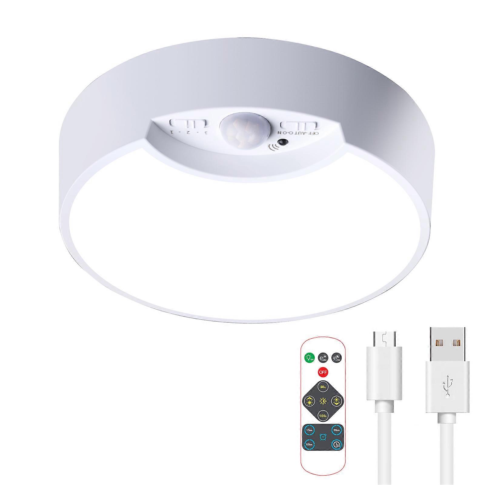 LED Ceiling Light with Remote Control Dimmable Memory Function Battery Powered USB Rechargeable Motion Sensor Light Indoor Closet Light