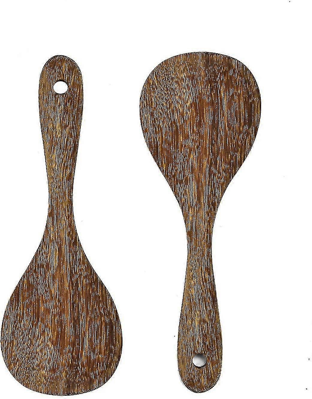 2 Pack Premium Wood Rice Paddle, Rice Serving Spoon A
