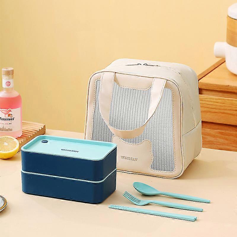 1440ml Portable Lunch Box Microwave Safe Plastic Bento Box With Tableware Stackable Salad Fruit Food Container