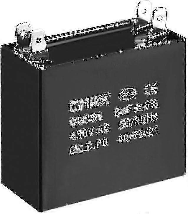 ACシーリングファンコンデンサ - バイメタルインサートポリプロピレンフィルム - 47x23x41mm - CBB61 8uf 450V