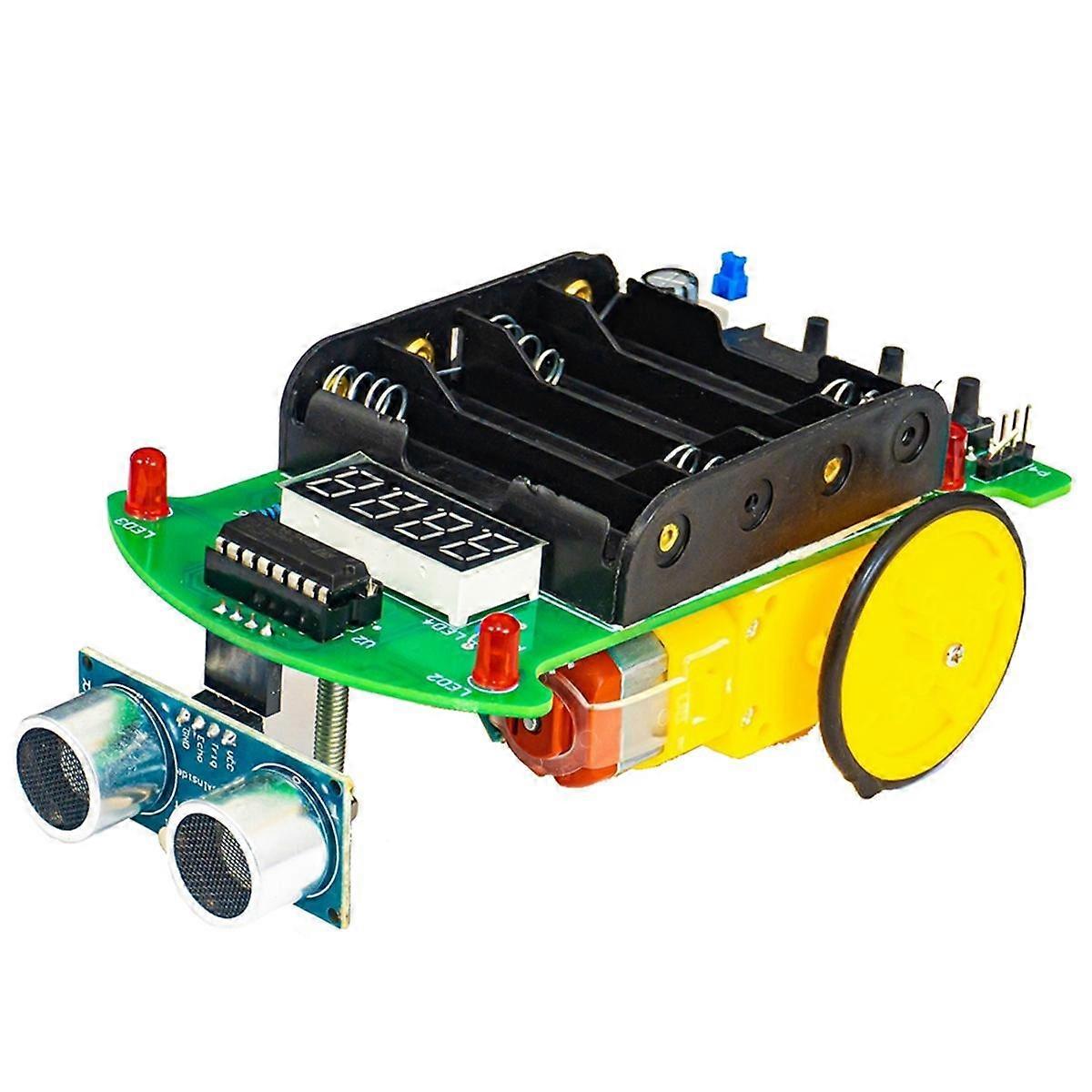 DIY Ultrasonic Ranging and Obstacle Avoidance Car Welding Kit Microcontroller Smart Car Programming Practice