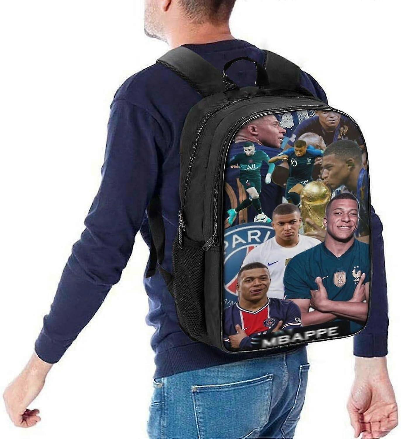 LOPUCK Mbappe Kids Backpack أزياء حقيبة ظهر ممتعة للبنين والمراهقين 3D مطبوعة لاعب كرة القدم حقائب مدرسية للبنين 16 بوصة