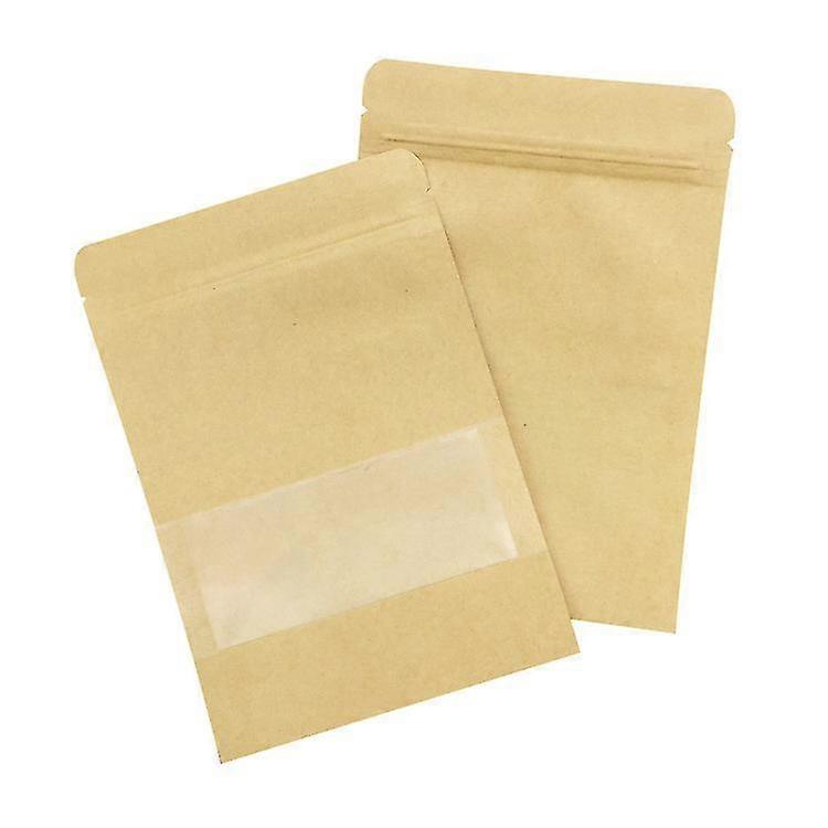 50pcs Kraft Paper Bag With Zipper Small Paper Bag With Window
