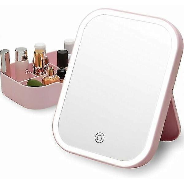 Lighted Tabletop Vanity Mirror With Led Lights, Portable Vanity Mirror, Rechargeable Vanity Mirror