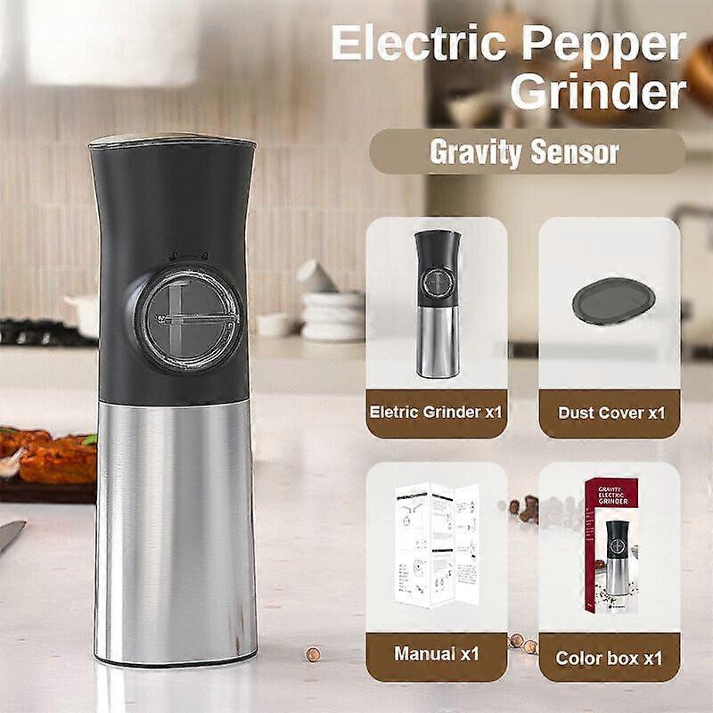 Electric Salt Pepper Mill 7inch Gravity Design Ceramic Grinder LED Light