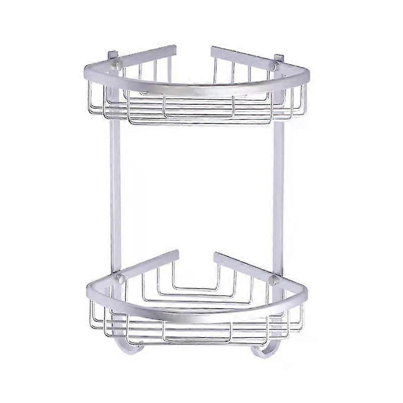 Bathroom Kitchen Triangular Aluminum Wall Mount Shower Shelf Storage Rack Basket(1 Pcs, Silver)