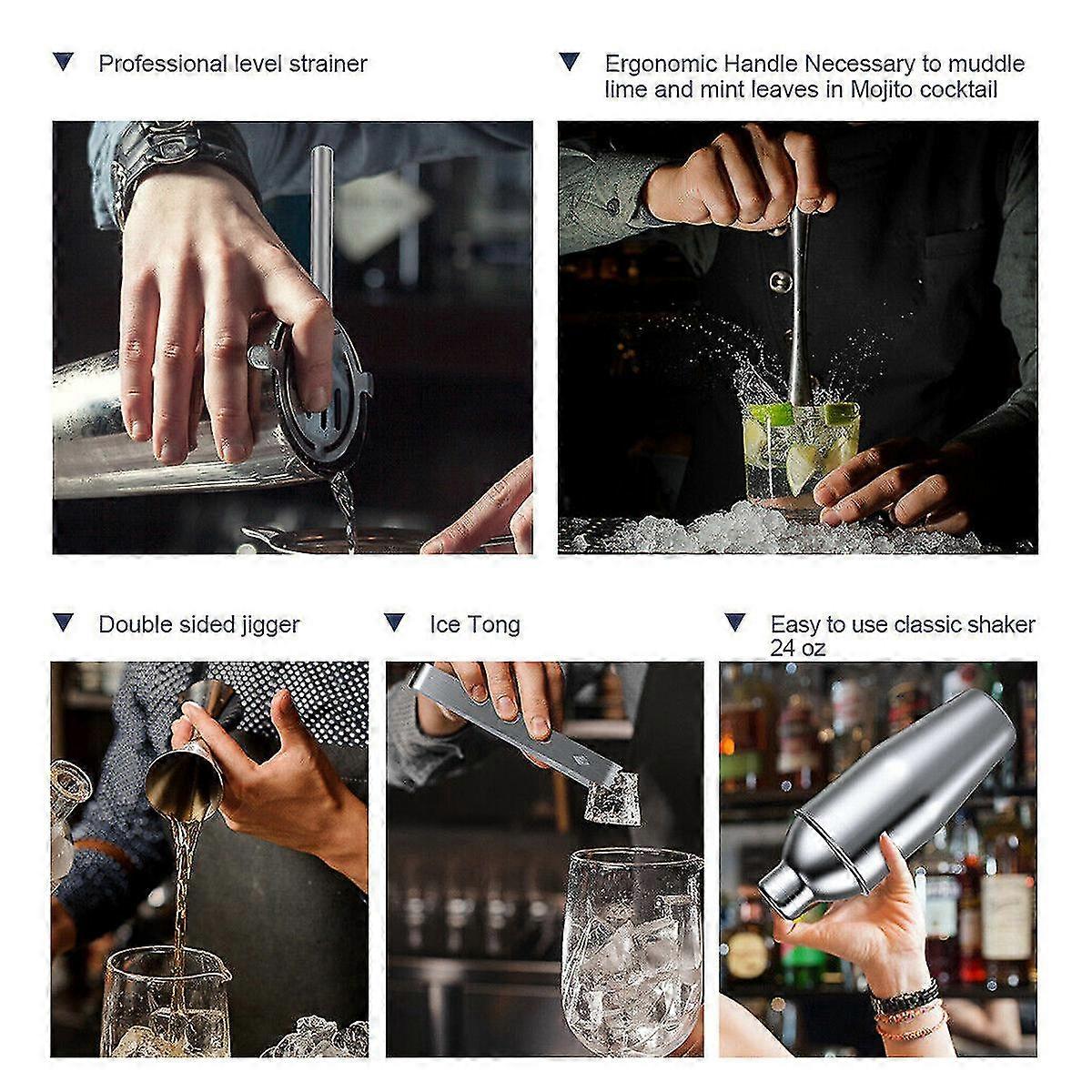 11Pcs 750Ml Cocktail Maker Set Shaker Mixer Bartender Bar Drink Making