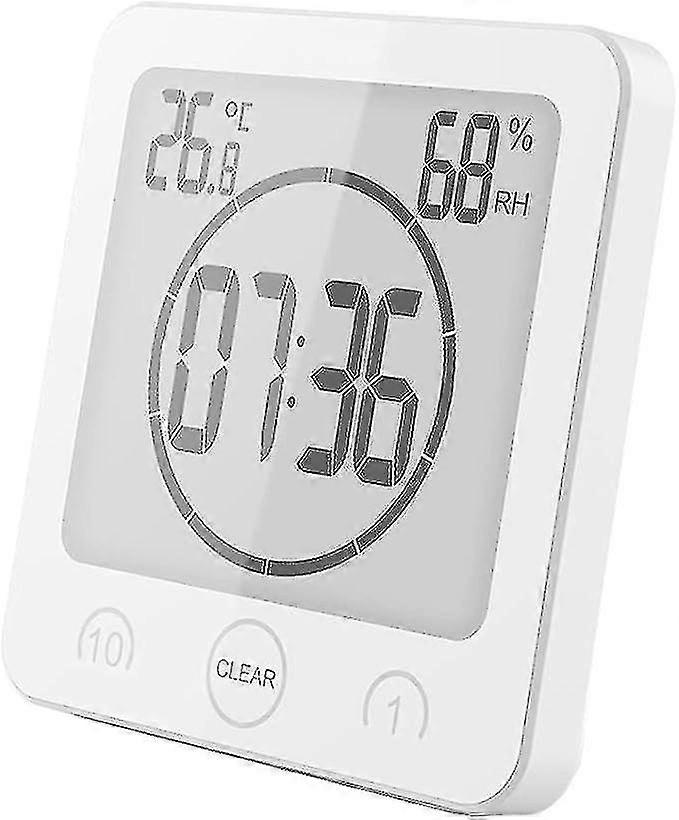 Bathroom Clock Digital Alarm Clock With Suction Cup White
