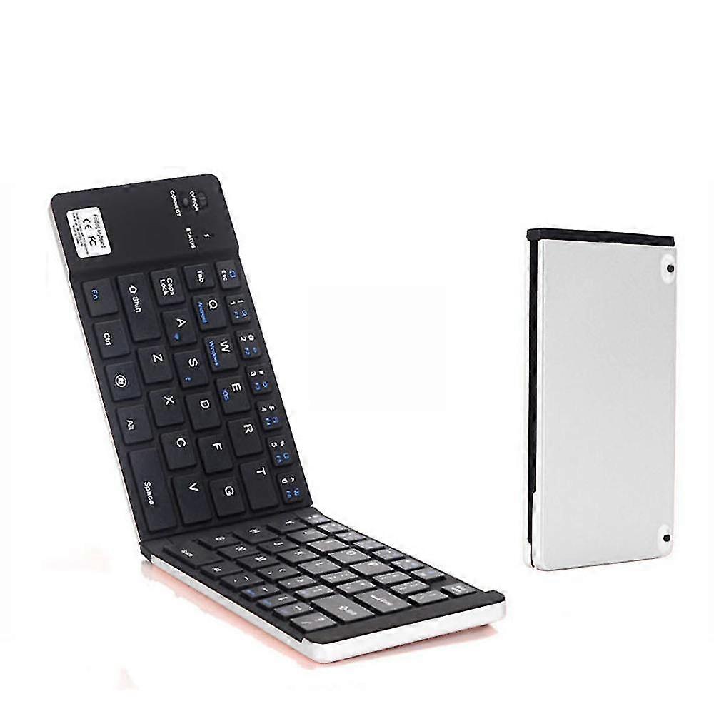 Dual Folding Wireless Bluetooth Keyboard, Mini Wireless Keyboard Compatible With Ios Ipad, Android Tablet, Windows Pc, Etc.-silver