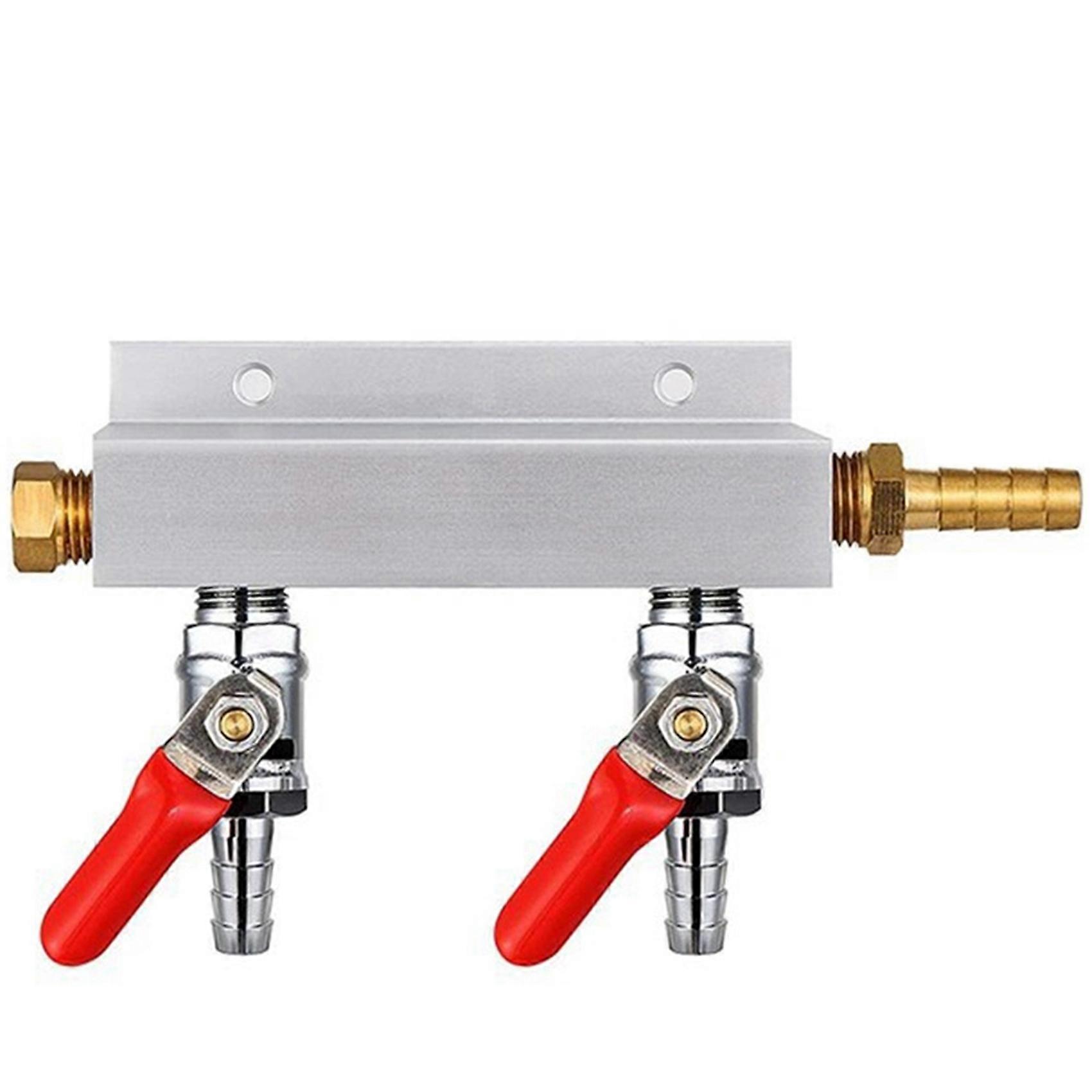 2-Way CO2 Air Distribution Manifold Splitter Draft Beer Barrel with Check Valve Homemade Beer Brewi