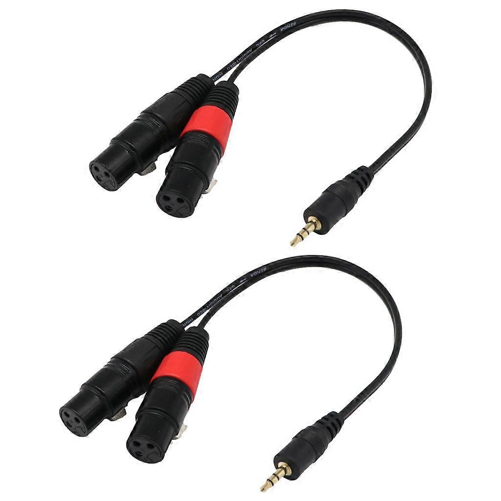 2 Pieces 3.5mm (Mini) 1/8'' TRS Stereo Male to 2 Port Dual XLR Female Adapter Cable Cord Connecting for iPhone, iPad, or any 3.5mm Audio Output to a P