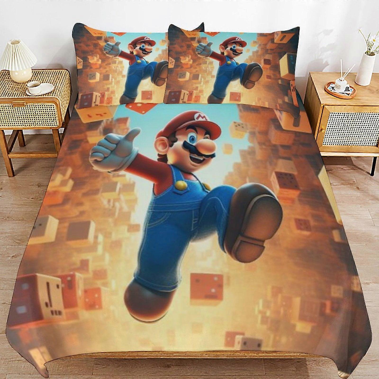 Bedding set JP116 Super Mario 3-Piece Comforter,Super Mario Bedding Set, Soft Microfiber Duvet Cover Set with Zipper Closure TH116