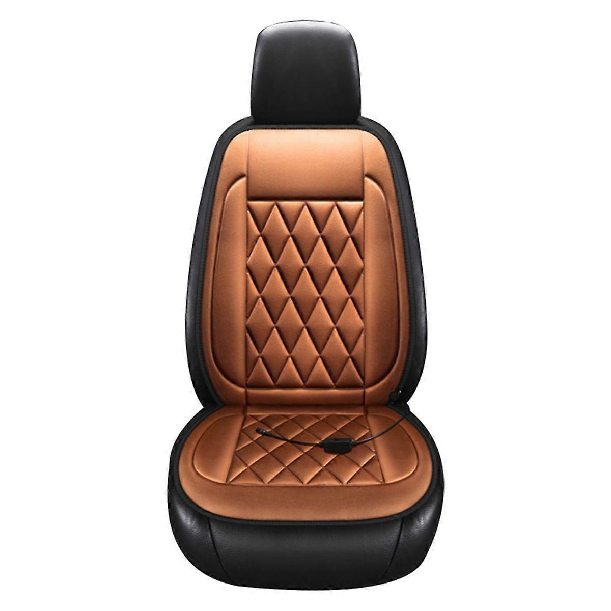 Calentador de asiento de automóvil de 12 V Cubierta de asiento de automóvil de calentamiento rápido Almohadilla térmica de automóvil Almohadilla de cubierta de asiento con calefacción eléctrica universal, simple, marrón