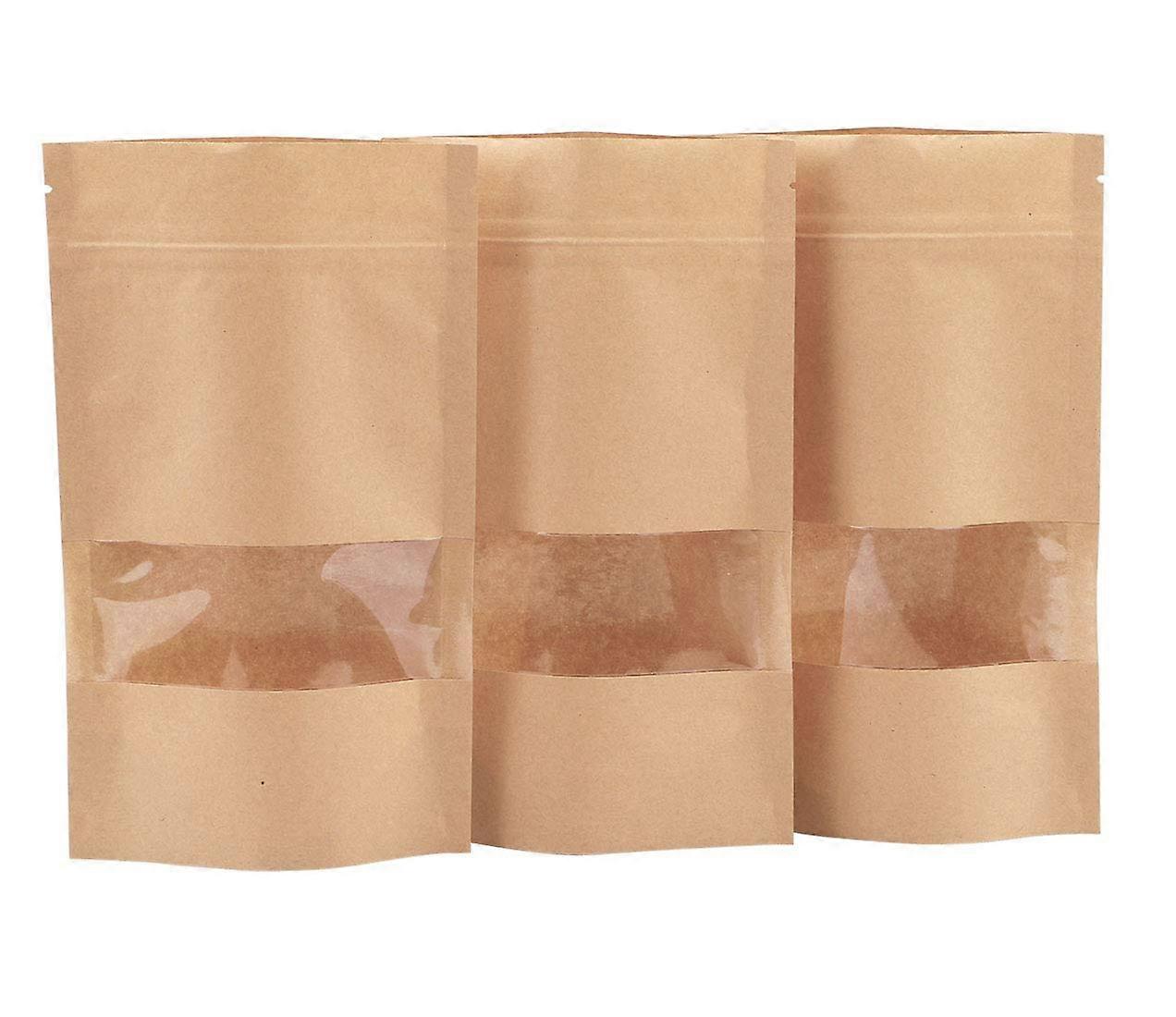 50 عبوة قابلة لإعادة الاستخدام Ziplock Grip أكياس ختم قابلة للحمل مقاومة للماء ورقة كرافت براون الحقيبة (9X14CM)