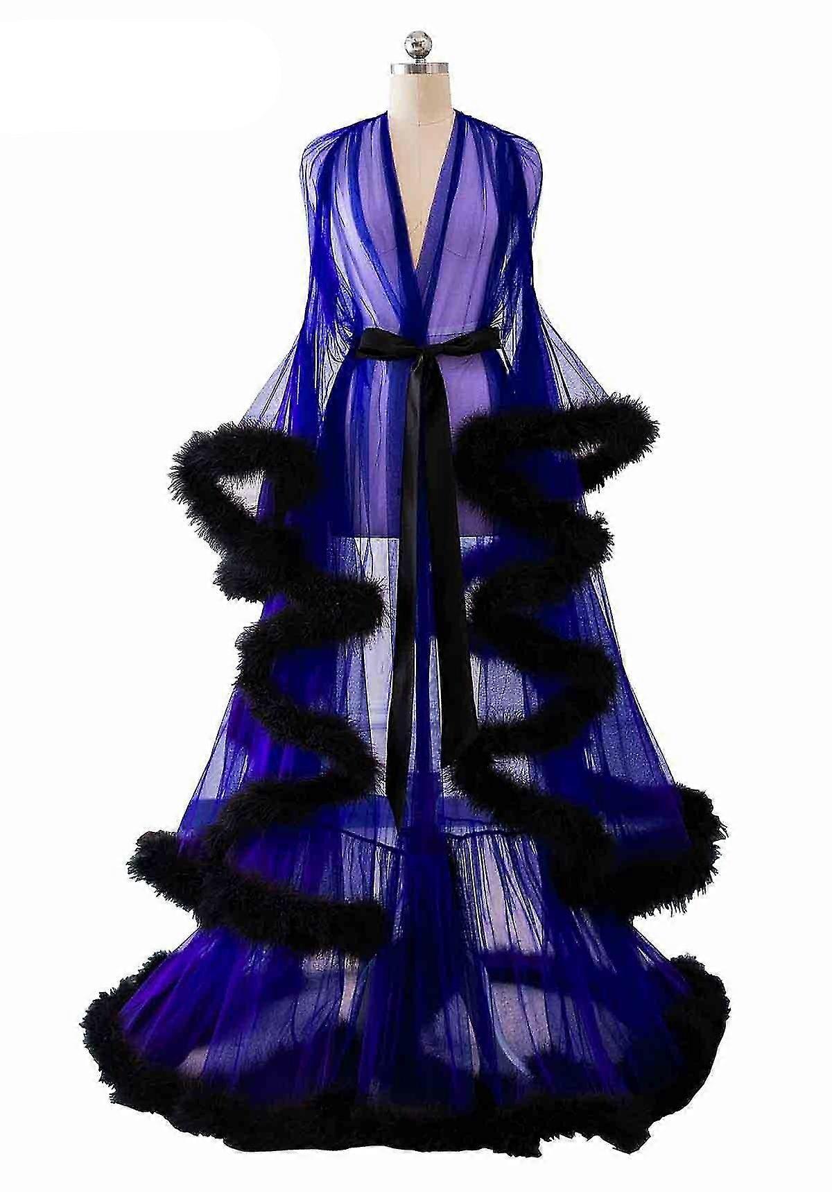 Feather Trim Robe nuptiale transparente