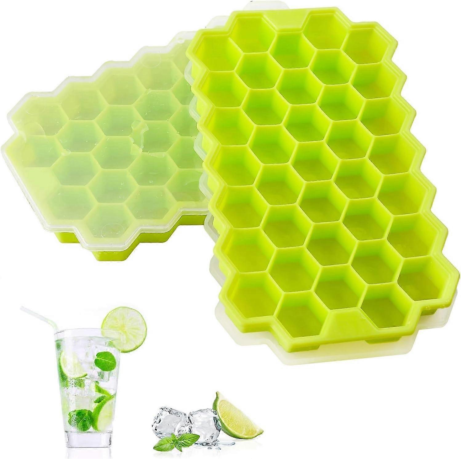 2 PCS Premium Ice Cube Trays,Silicone Ice Cube Molds with Sealed Lid, Flexible 74-Ice Trays BPA Free