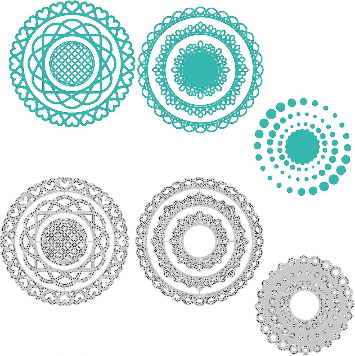 3 Styles Circular Elements Frame Cutting Dies Round Metal Embossing Stencils Die Cut Set for Card Scrapbooking and DIY Craft Album Paper Card Decor 0.