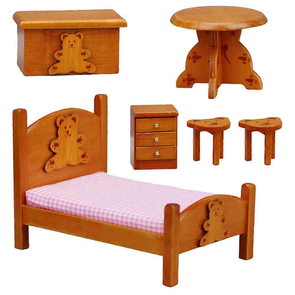 1 set dockhus sovrumsmöbler set miniatyrdockor leksaksmöbler sovrum låtsasleksak