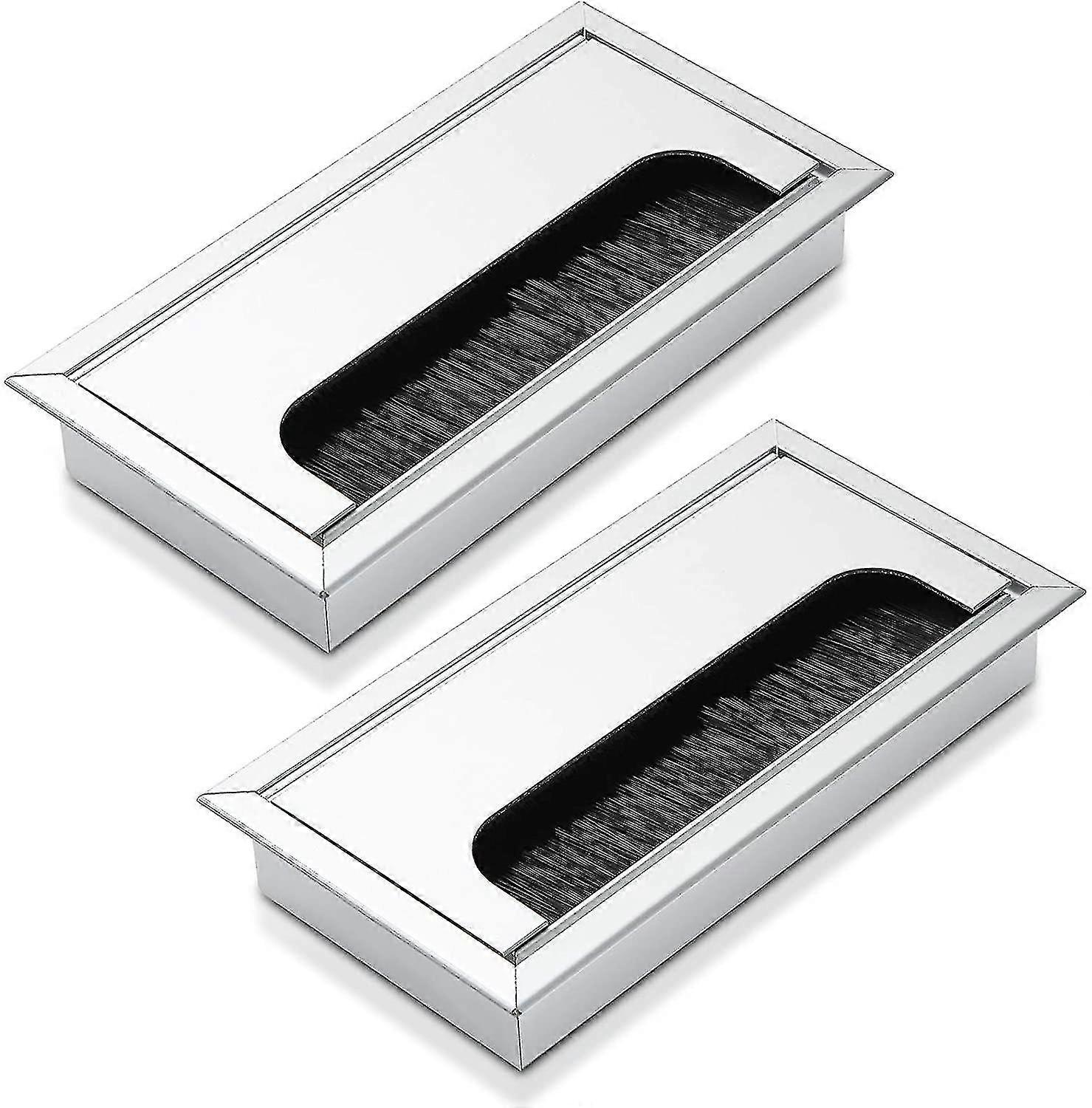 2 قطع مكتب كابل غروميت هول، مربع مكتب غروميت الألومنيوم كابل ثقب غطاء 160 × 80mm