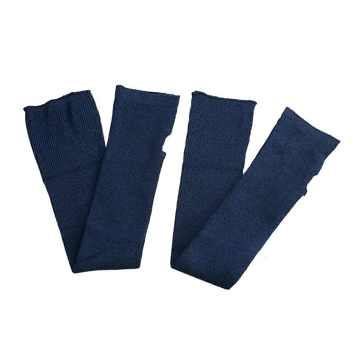 1 Pair Warm Keeping Oversleeves Knitting Long Cuff Forearm Guard Winter Cotton Sleeves for Riding Fishing Driving Blue
