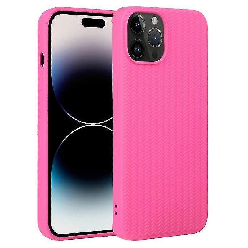 For Iphone 14 Pro Max Weave Texture Silicone Phone Case(rose Red)