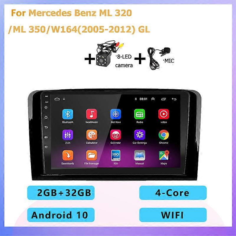 2DIN Car Radio Multimedia Player Carplay Auto GPS navigation For Mercedes Benz M-Class W164 2005-2012 GL-Class X164 ML GL350