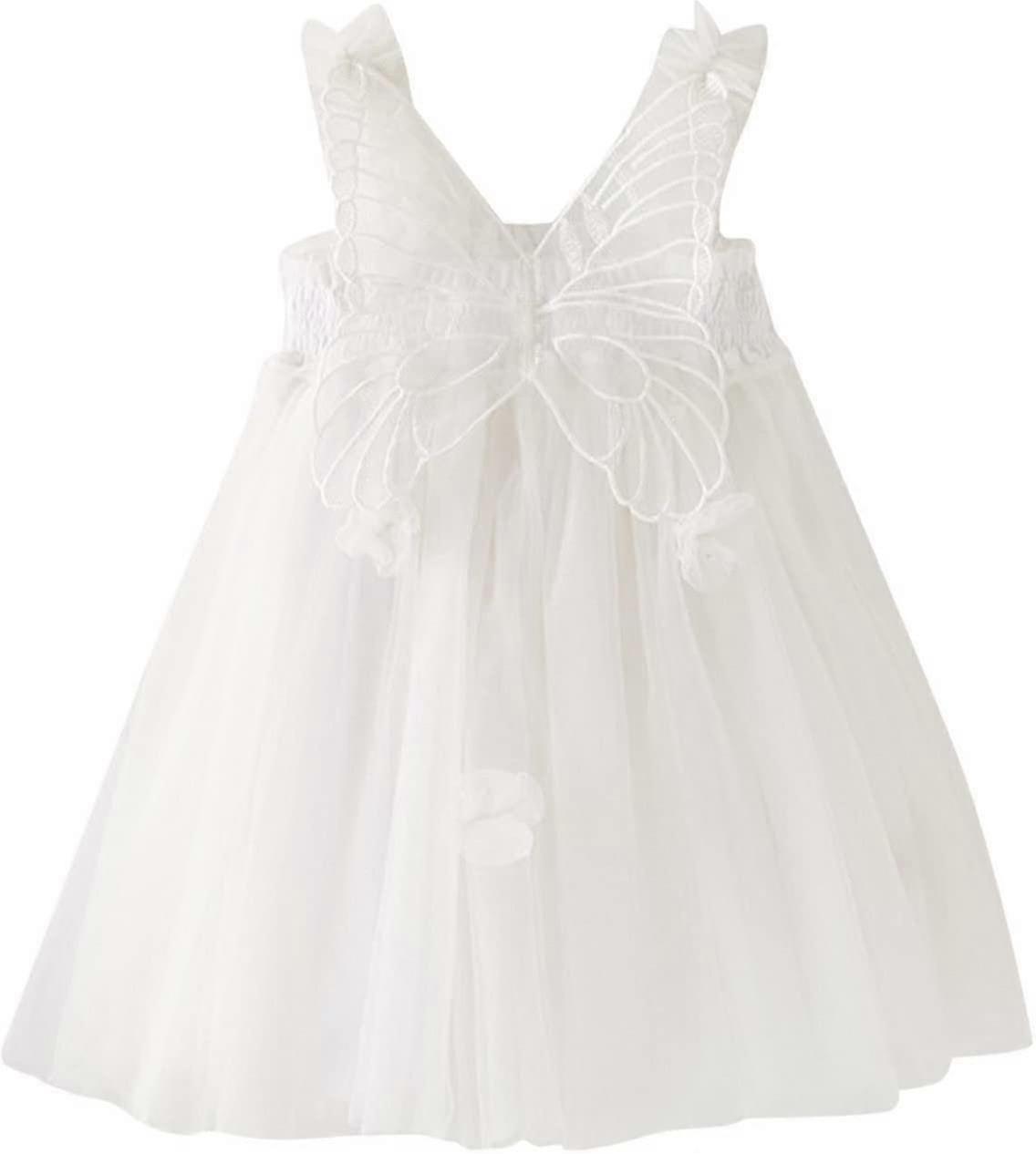 Yeni yürümeye başlayan çocuk kız kolsuz kelebek kanat elbiseleri peri tül elbise çocuk dans partisi prenses elbiseleri