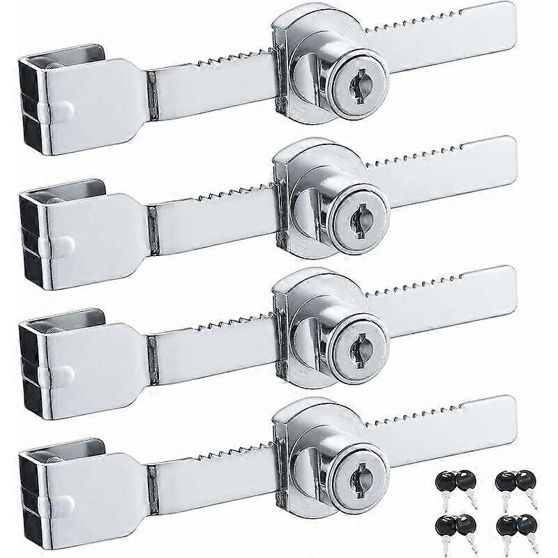 مجموعة من 4 أقفال أبواب زجاجية منزلقة ، تشطيب من الكروم ، مفتاح على حد سواء ، صغير ، GU. ب / جيد