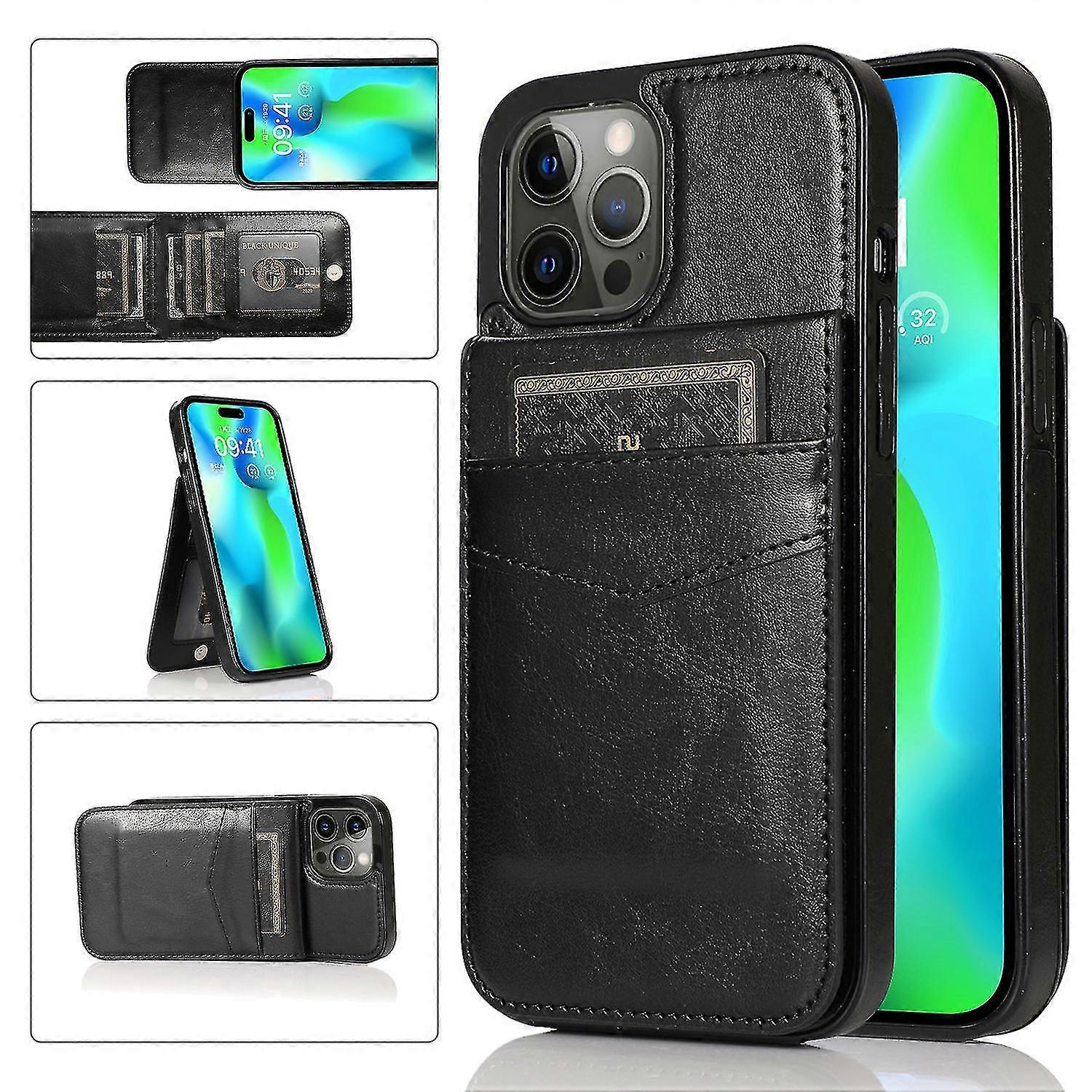 حالة جلدية بسيطة على غرار الأعمال ل Iphone 14 Pro مع حامل بطاقة ، وظيفة المحفظة ، وظيفة الحامل العمودي ، الحماية من السقوط