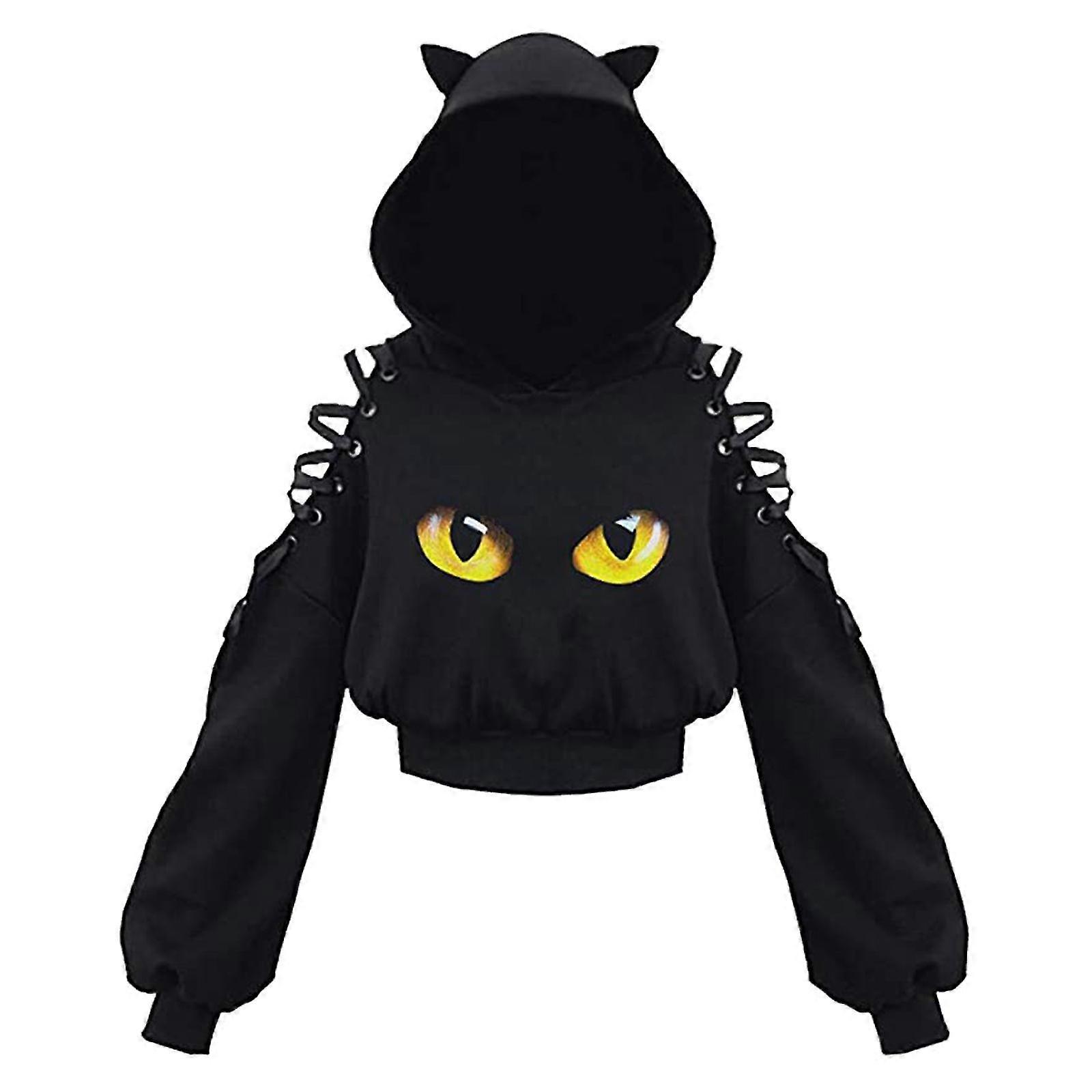 Frauen Langarm Hoodies Kawaii Katze Ohren Hoodie Gothic Punk