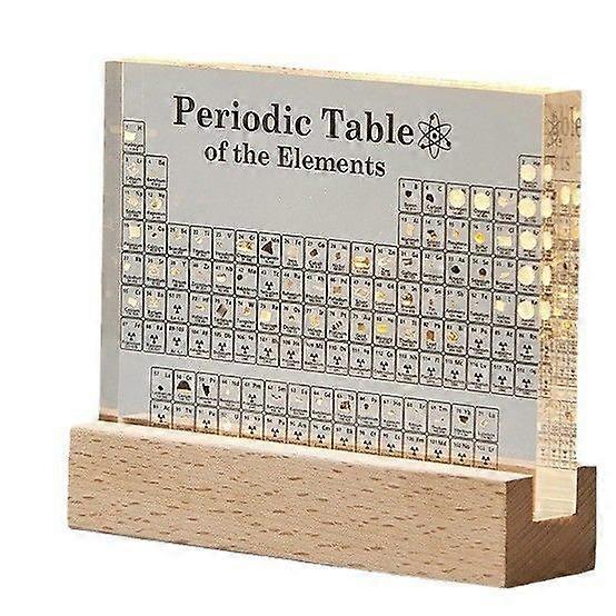 Acrylic Periodic Table with 83 Real Elements, USB Light Base for Teachers