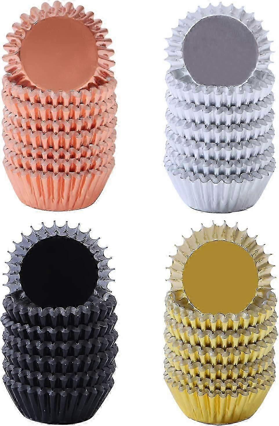 600 חתיכות 1.25 אינץ 'מיני גודל נייר כסף מתכתי תוחמים מאפין נרתיקי נייר אפייה כוסות אפייה