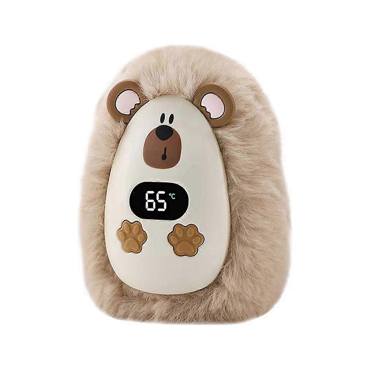 Rechargeable Hand Warmer with Digital Display Hand Warmer Animal Pattern Heater Temperature Khaki N