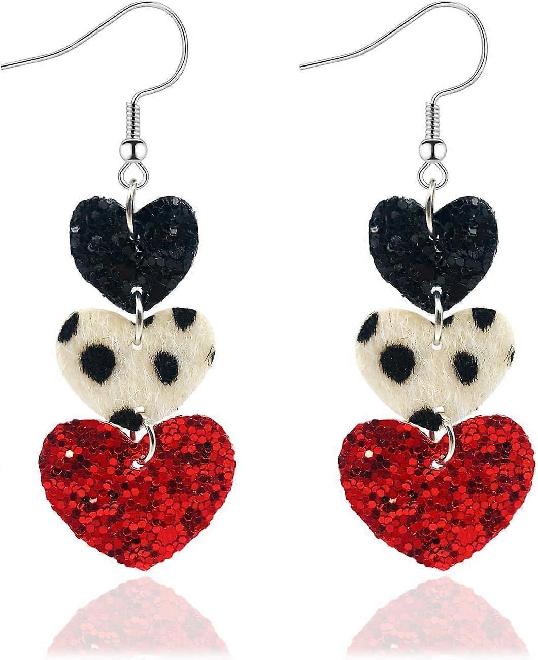 Cute CZ Heart Dangle Earrings For Women | 18k Gold Plated, Hypoallergenic, Red Love Cartilage/Tragus Drop Earrings