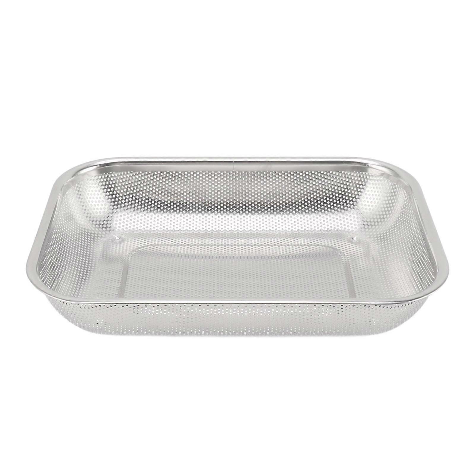 Fruit Vegetable Rectangular Strainer Basket Stainless Steel Colander Strainer Rectangle Mesh Oil Basket Large Size