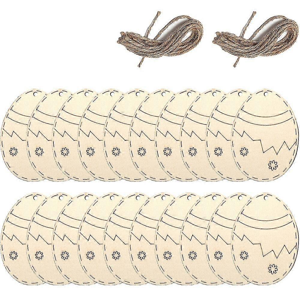20pcs Unfinished Easter Wooden Shapes Cutouts Ornaments Easter Easter Tree Ornaments