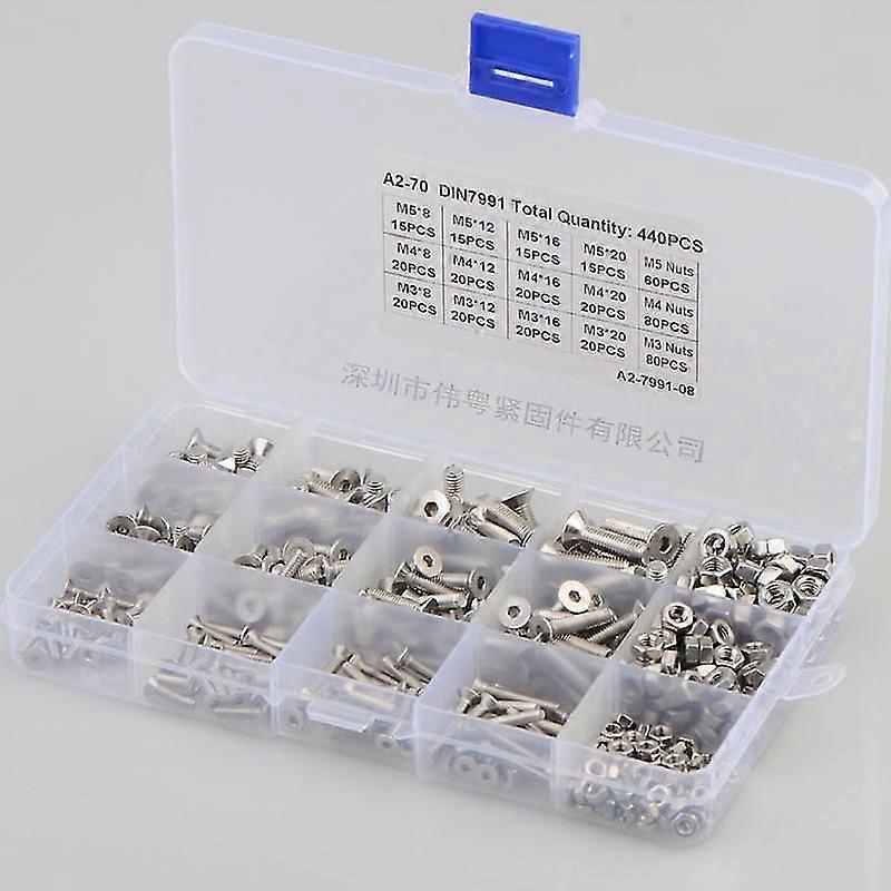 Stainless Steel Hex Button Socket Head Cable Bolts Screws Locknut Assortment Kit