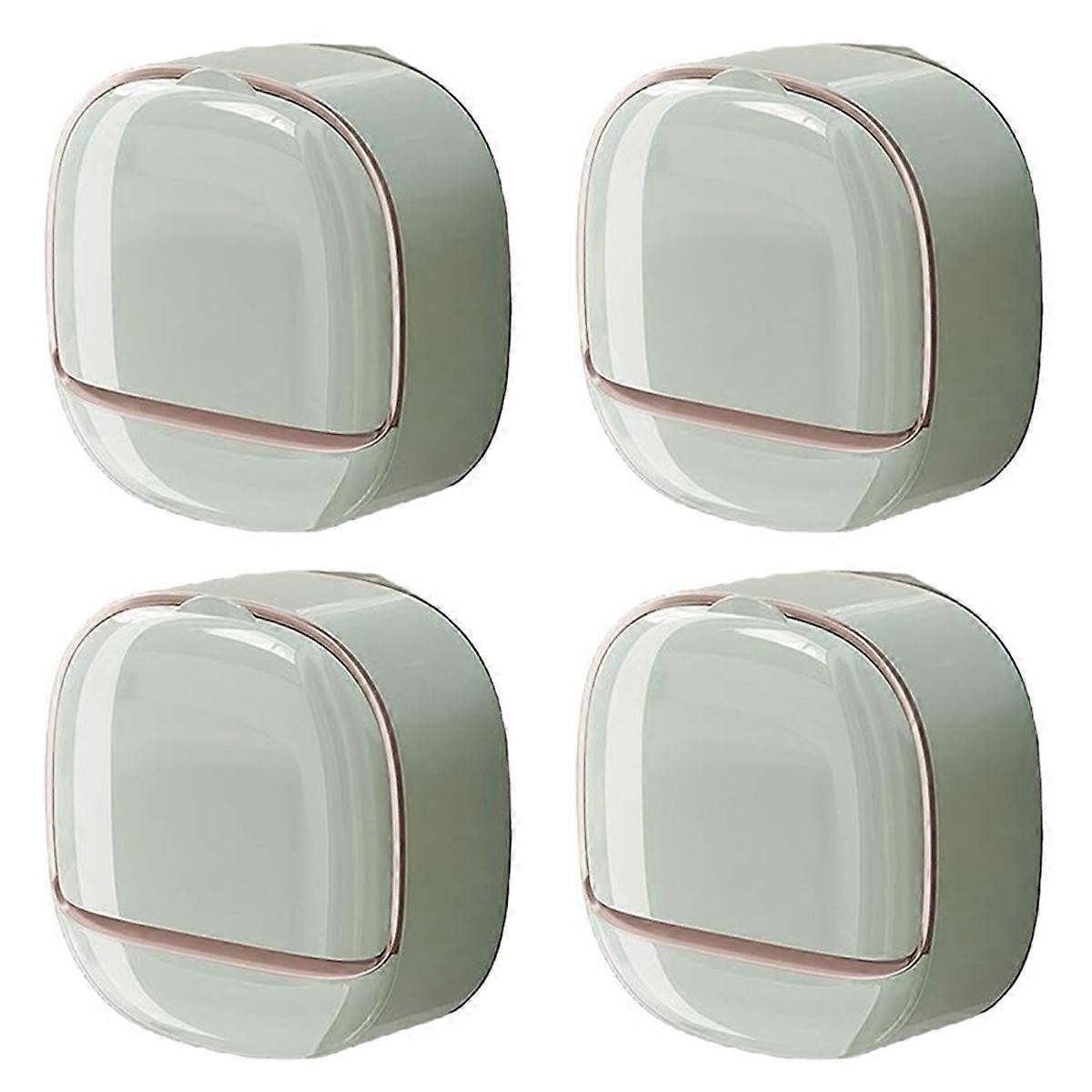 Luxury Soap Holder Soap Box with Drain Pan Soap Box with Lid Wall Mounted Drain Soap Box with Flip Lid Light Green