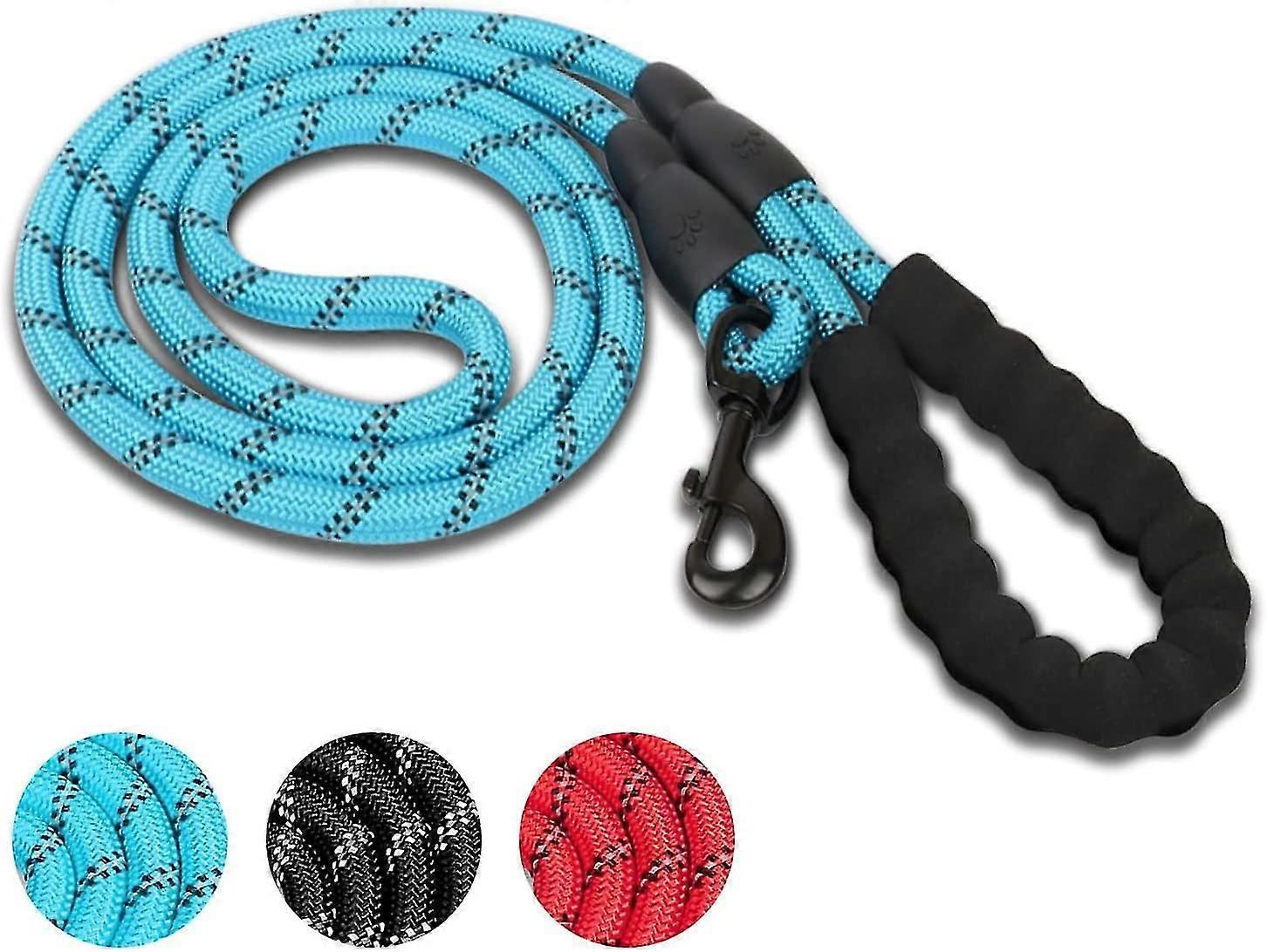 مقود الكلب مع مقبض مبطن ومقود عاكس عالي مقود تدريب حبل قوي مريح للكلاب الصغيرة والمتوسطة والكبيرة 150 سم