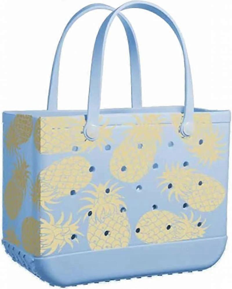 Borsa da spiaggia in gomma EVA perforata impermeabile antisabbia durevole aperta in silicone tote bag per sport all'aperto in piscina sulla spiaggia, ananas