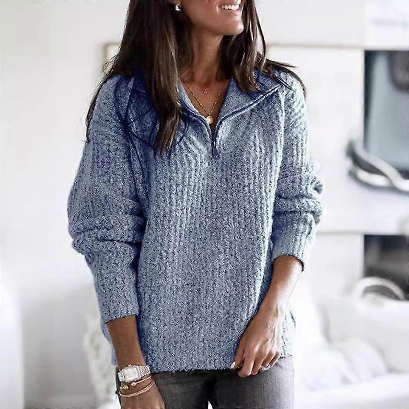 Women's Zipper Pullover Long Sleeved Knitted Sweater Jacket