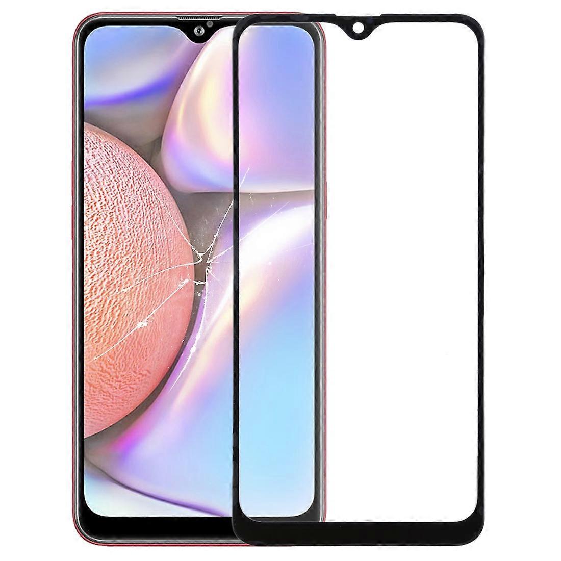 For Galaxy A10s Front Screen Outer Glass Lens (Black)