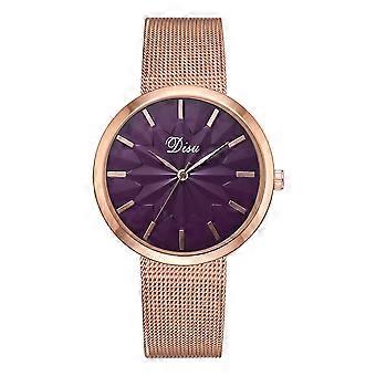 Orologio da polso analogico al quarzo con quadrante rotondo femminile casual Orologio con cinturino in maglia in lega (viola), per uomini e donne