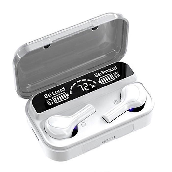 Wireless Earbuds - F9-278 - BT 5.0 - Built-in Microphone - Touch Control - White LED Display