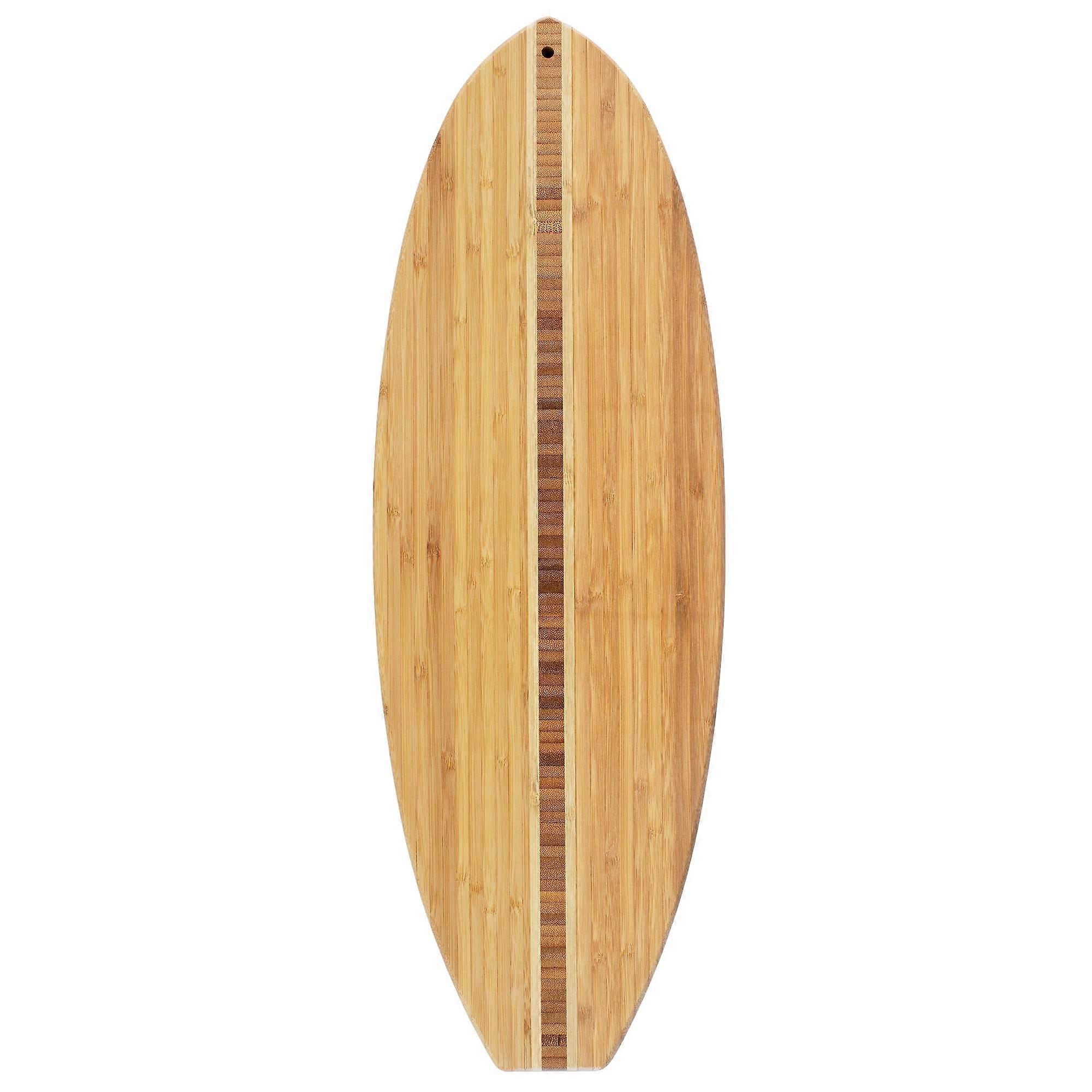 Cutting Board Surfboard Shaped Natural Bamboo Charcuterie Serving Board 23-Inch By 7.5-Inch